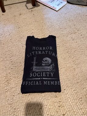 American Eagle Outfitters Black 'Horror Literature Society' Graphic Tee